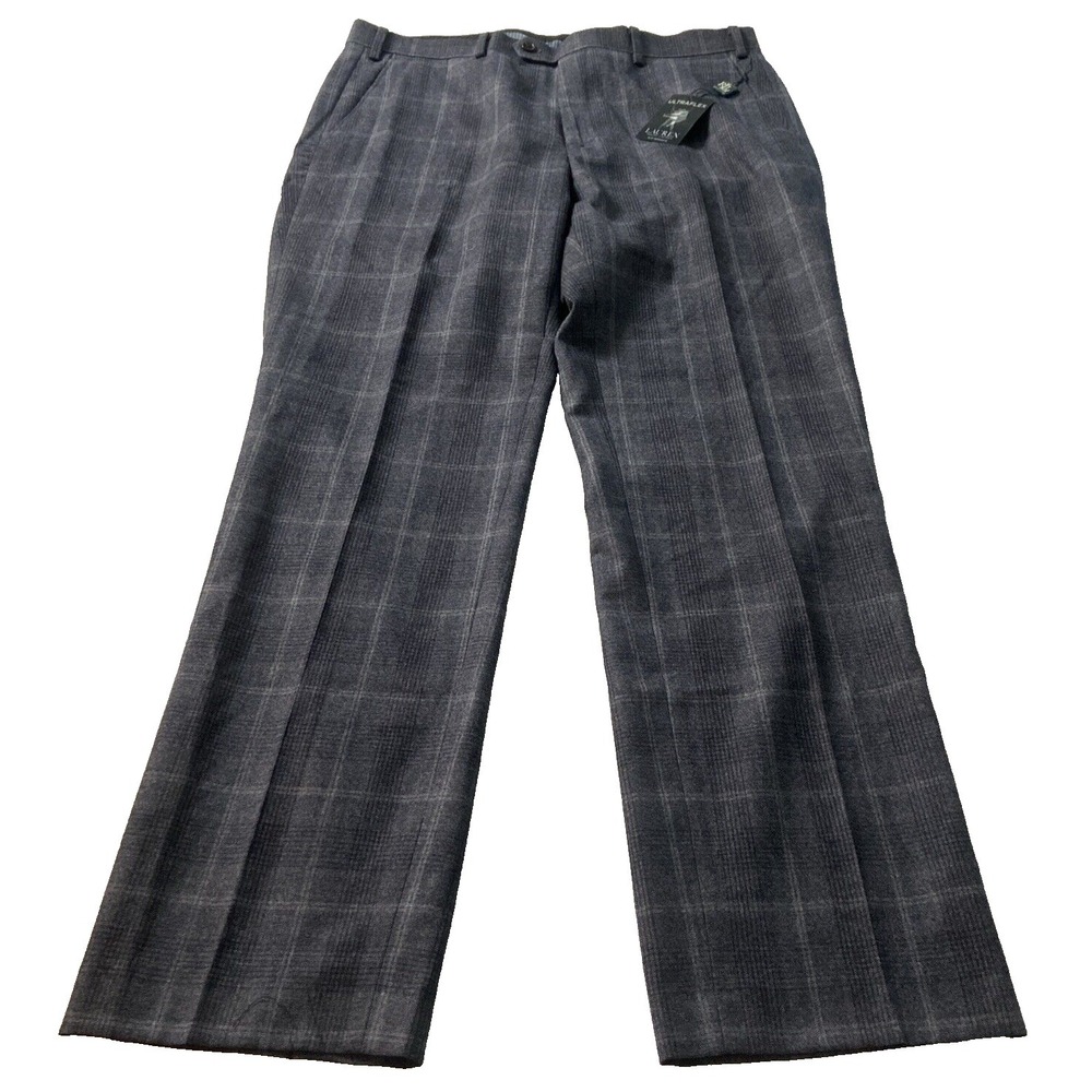 Ralph Lauren Men's Wool Dress Pants 35x32 Charcoal Gray Flat Front EDDWPRR40008